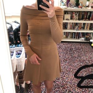 Brown cowl neck fall dress, wear day and night.